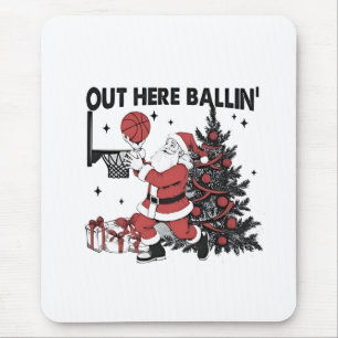 Hier buiten Balling Basketbal Sport Kerstmis Muismat