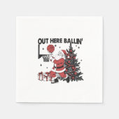 Hier buiten Balling Basketbal Sport Kerstmis Servet (Voorkant)