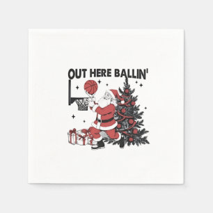 Hier buiten Balling Basketbal Sport Kerstmis Servet