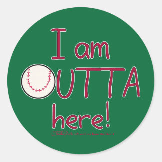 Hier buiten! Baseball Ronde Sticker