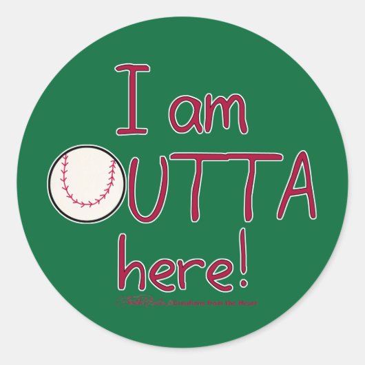 Hier buiten! Baseball Ronde Sticker (Voorkant)