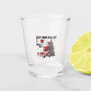 Hier buiten basketballen Basketbal Sport Kerstmis Shot Glas