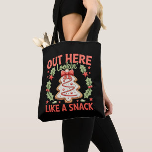 Hier Buiten Lijkend Op Een Snack Debbie Cake Kerst Tote Bag
