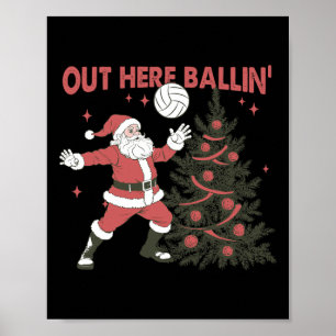 Hier buiten speelt Kerstman Volleyll Kerst Tr Poster