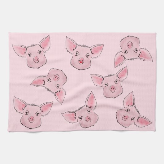 Hier een piggie, daar een piggie, overal een piggi theedoek (Horizontaal)