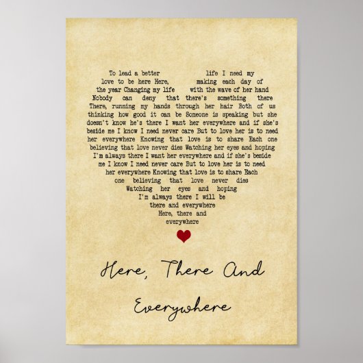 Hier en overal waar hartlied Lyric Poster (Voorkant)