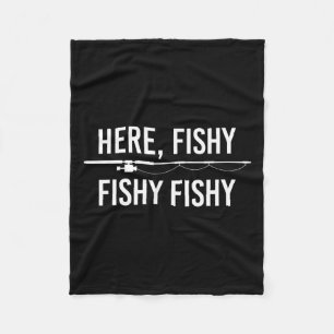 Hier Fishy Fish Funny Angling Vist papa Fisherma Fleece Deken
