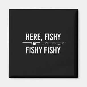 Hier Fishy Fish Funny Angling Vist papa Fisherma Magneet