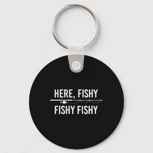 Hier Fishy Fish Funny Angling Vist papa Fisherma Sleutelhanger