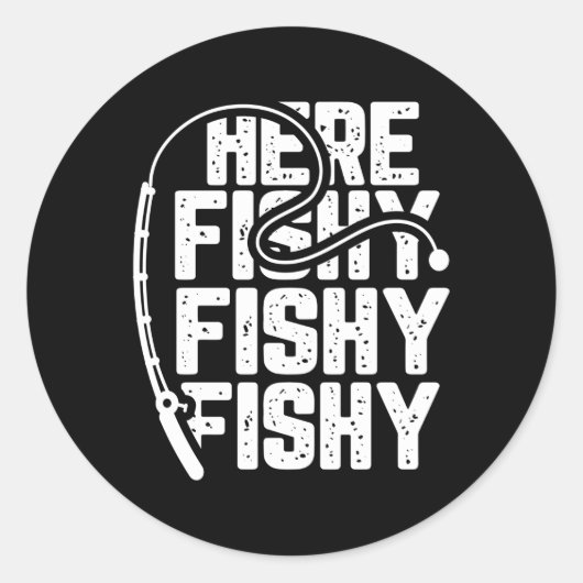 Hier Fishy Vist Fishy Fishers Fanatic Ronde Sticker (Voorkant)