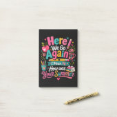 Hier gaan we weer Grappige eerste schooldag Post-it® Notes (Op bureau)