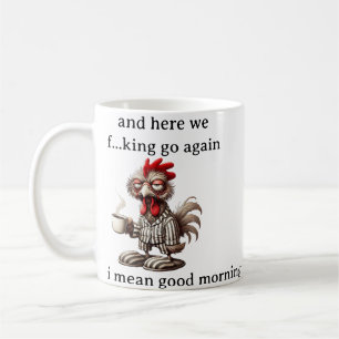 Hier gaan we weer Kip Grappige Haan Koffie Koffiemok