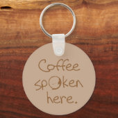 Hier gesproken koffie sleutelhanger (Achterkant)