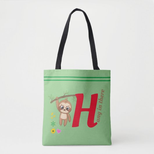 Hier hangen | Cute Hanging Sloth Funny Tote Bag (Voorkant)