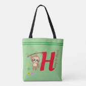 Hier hangen | Cute Hanging Sloth Funny Tote Bag (Achterkant)