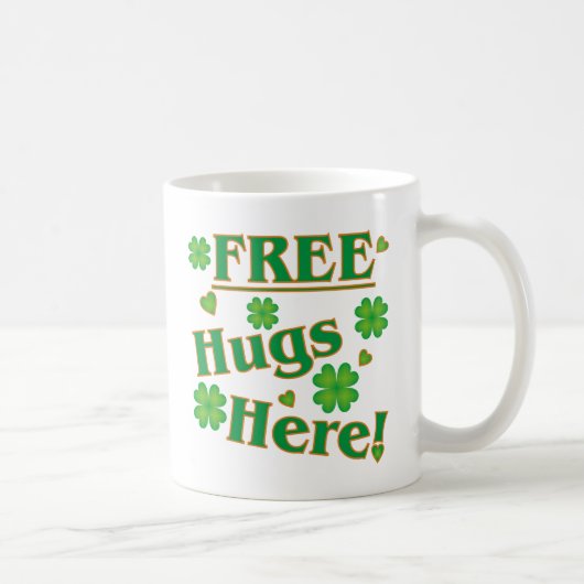 Hier Iers gratis hugs. Happy green clovers Koffiemok (Rechts)