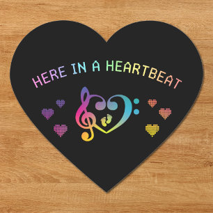 Hier in een Hartslag Regenboog Muziek Baby Shower Hart Sticker