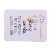 Hier is aan Sterke Vrouwen Boho Floral Arrow Lila Magneet (Horizontaal)