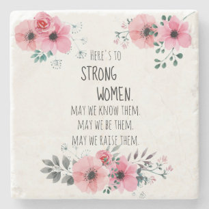 Hier is aan Sterke vrouwen citeren Waterverf Flora Stenen Onderzetter