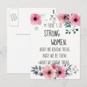 Hier is aan Strong Women Waterverf Floral Briefkaart (Voorkant / Achterkant)