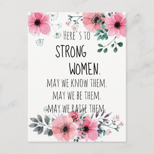 Hier is aan Strong Women Waterverf Floral Briefkaart (Voorkant)