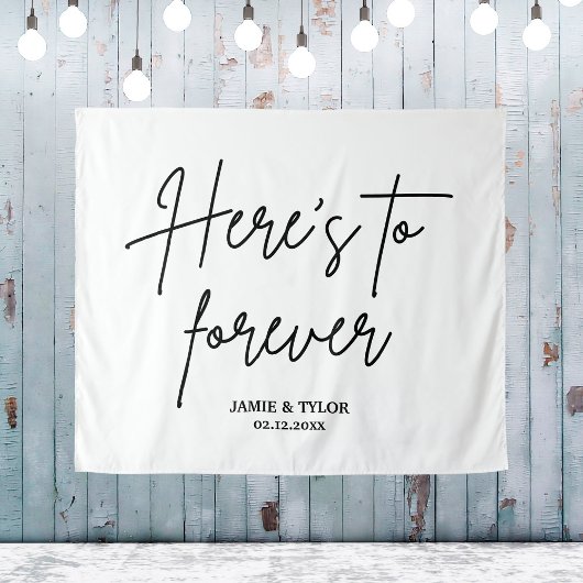 Hier is Aangepast voor de altijd bruiloft achtergr Wandkleed