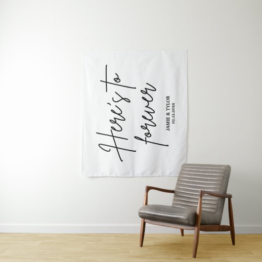 Hier is Aangepast voor de altijd bruiloft achtergr Wandkleed (In situ)