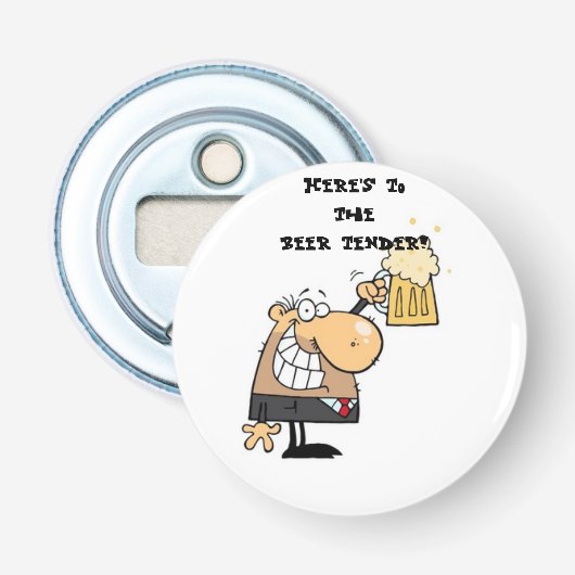 "Hier is de bierkant!" Button Flesopener (Voorkant)