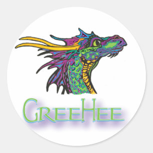 Hier is de diepdenkende draak ronde sticker