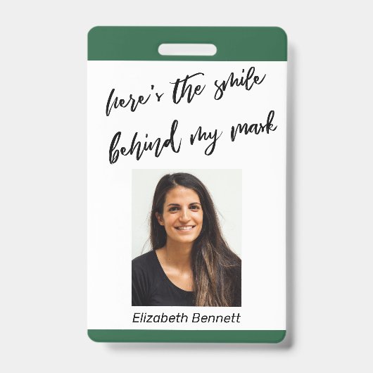 Hier is de glimlach achter mijn masker Cursive don Badge (Voorzijde)