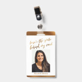 Hier is de glimlach achter mijn Masker Cursive Fau Badge (Voorkant met clip)