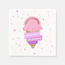 Hier is de ijs-scoop Ijs zoete roze verjaardag Servet