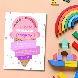 Hier is de ijs-scoop Ijsje Zoete Roze Verjaardag Kaart