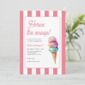 Hier is de Ijs Scoop Verjaardag Kaart (Staand voorkant)