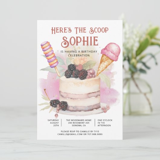 Hier is de ijsverjaardag van het kleurrijke Kind Kaart (Staand voorkant)