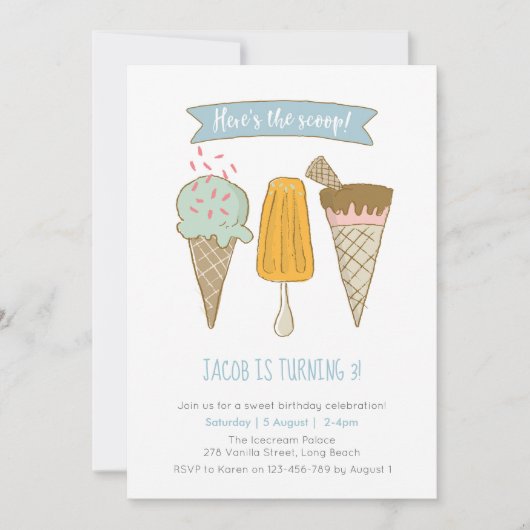 Hier is de primeur IJs verjaardagsuitnodiging Kaart (Voorkant)