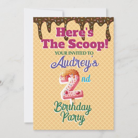 Hier is de Schep Wafelhoorn Uitnodiging (Voorkant)