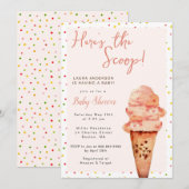 Hier is de scoop Baby Girl Vrijgezellenfeest Kaart (Voorkant / Achterkant)