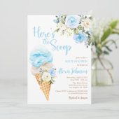 Hier is de Scoop Baby shower (Boy) Invitation Kaart (Staand voorkant)