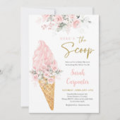 Hier is de Scoop Baby shower Girl Invitation Kaart (Voorkant)