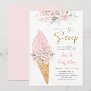 Hier is de Scoop Baby shower Girl Invitation Kaart
