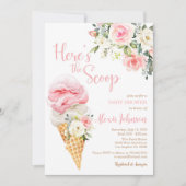 Hier is de Scoop Baby shower (Meisje) Uitnodiging (Voorkant)