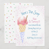 Hier is de Scoop Birthday-uitnodiging Kaart (Voorkant / Achterkant)