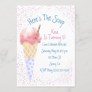 Hier is de Scoop Birthday-uitnodiging Kaart