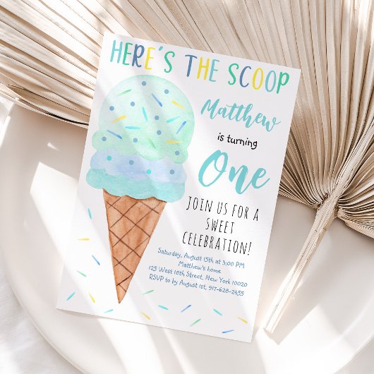 Hier is de Scoop Blue Boy Ice Cream Verjaardag Kaart