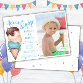 Hier is de Scoop Boys Ice Cream Foto van Birthday Kaart