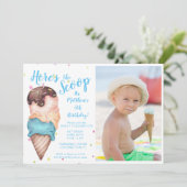 Hier is de Scoop Boys Ice Cream Foto van Birthday Kaart (Staand voorkant)