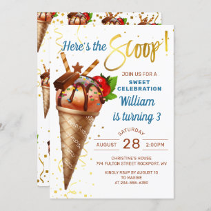 Hier is de Scoop Chocolate Ice Cream Birthday Kaart