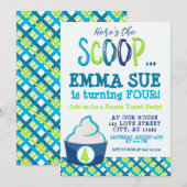 Hier is de Scoop Frozen Yogurt Party Birthday Kaart (Voorkant / Achterkant)