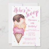 Hier is de Scoop Girls Ice Cream Birthday Invitati Kaart (Voorkant)